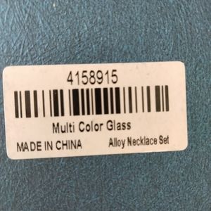 Multi Color Glass Rainbow Necklace Set